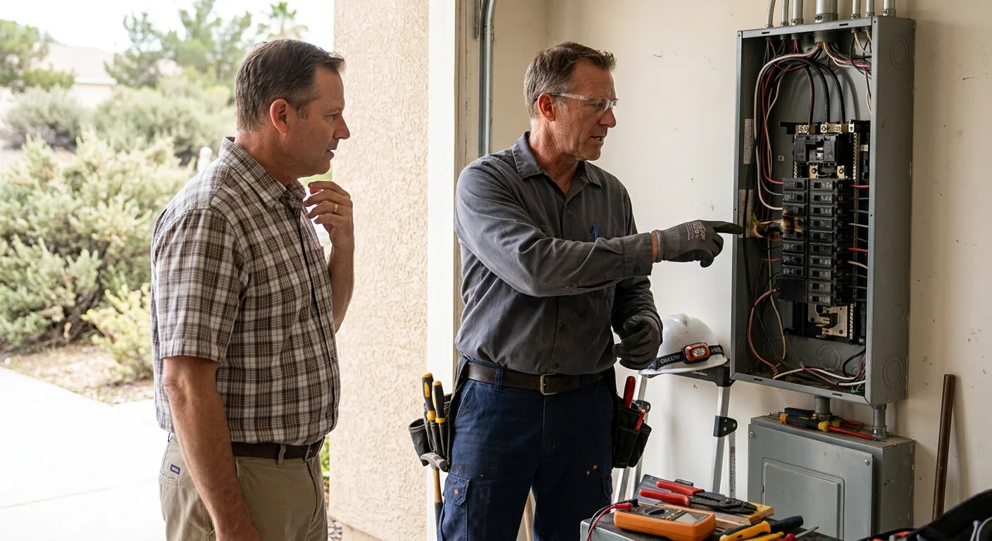 Scorched outlet and tripped breaker signaling an electrical fault in a Lake Elsinore home