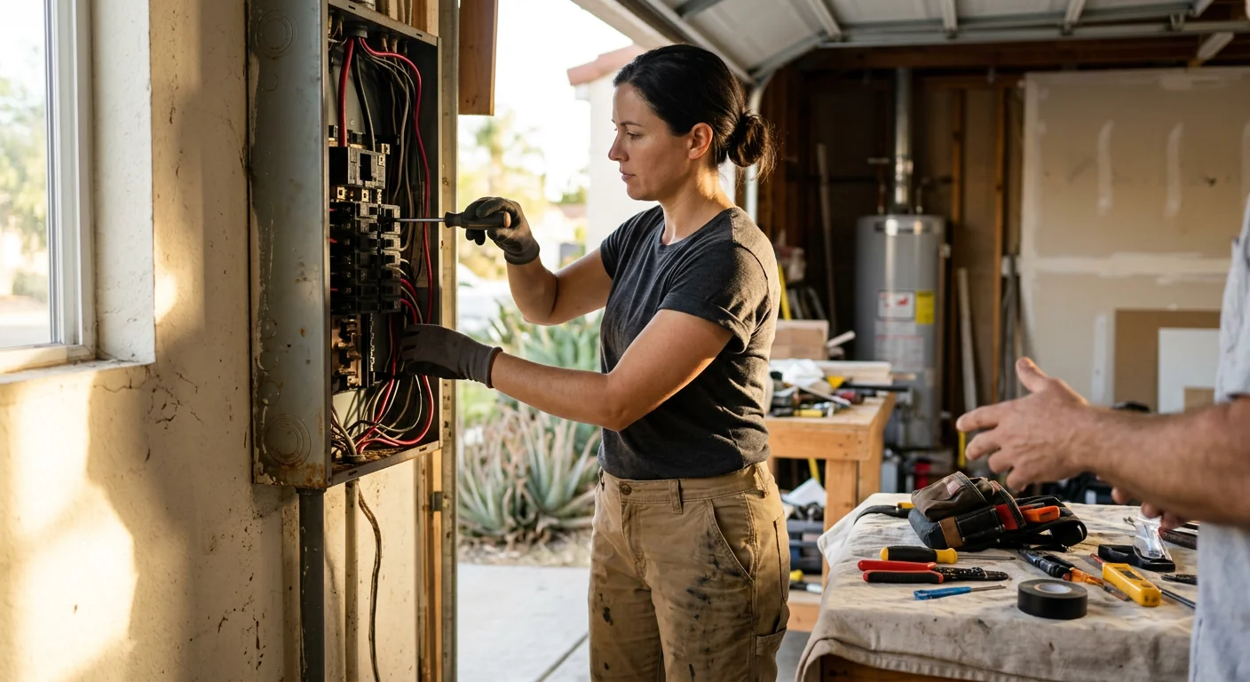 Overloaded electrical panel and slow outlet charging in a Lake Elsinore garage needing an EV circuit