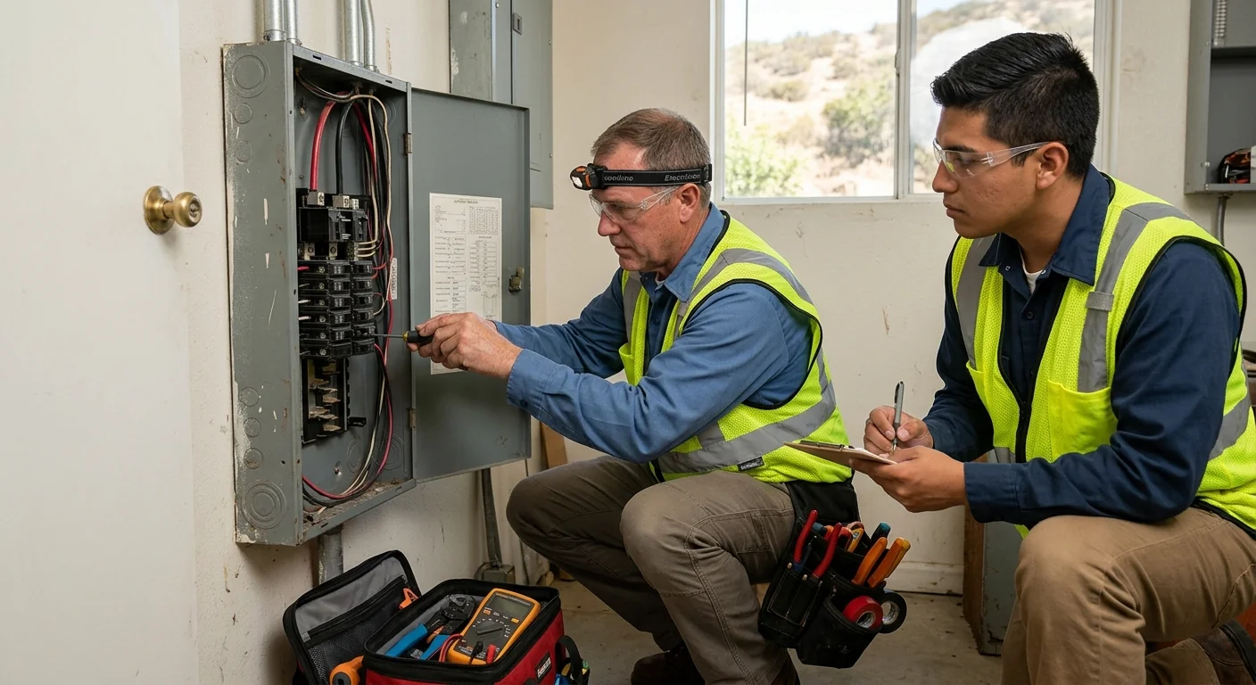 Electrician torquing outlet terminals during a Lake Elsinore installation